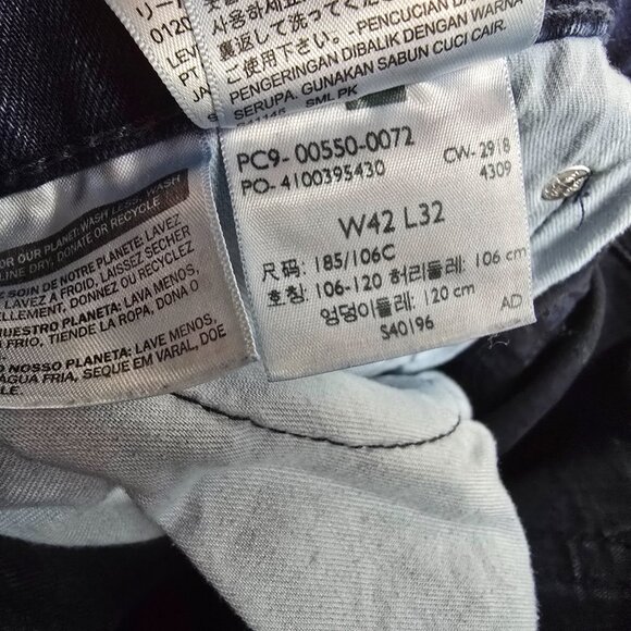 Levi's 550 Jeans Mens 42x32 Blue Denim Relaxed Fit Comfort Dark Wash Stretch A24 - Picture 10 of 11